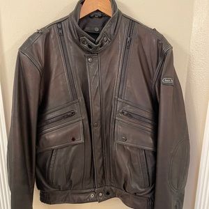 Hein Gericke Men’s black leather motorcycle jacket